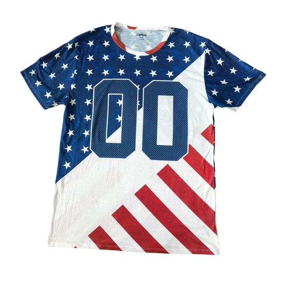 Carbon American Flag Short Sleeve T-Shirt Unisex Size XL - Picture 1 of 7